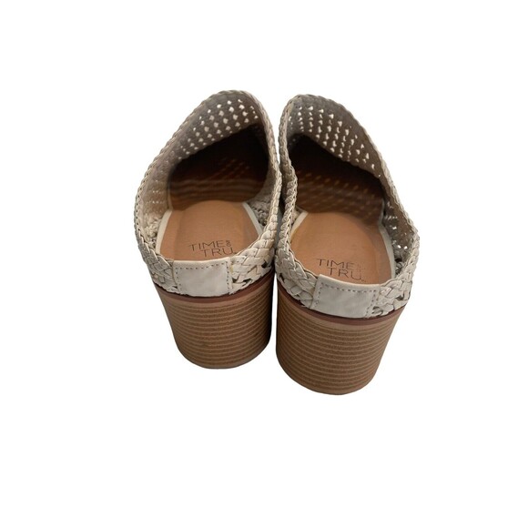 Time And Tru Womens Beige Heels Round Toe Shoes Sz 10 M Slip On Clogs EUC - Picture 10 of 14